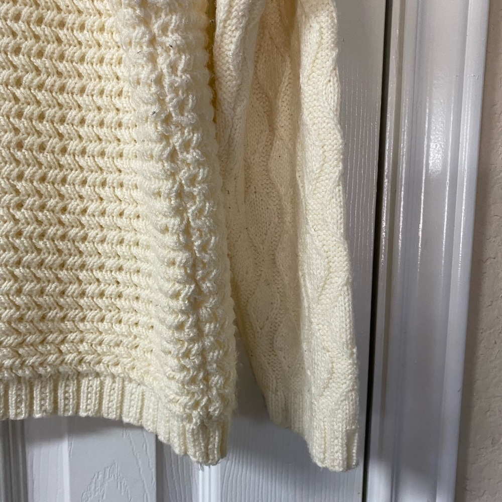 Vintage Baxter & Wells Size Large Ivory Cream Cable Knit Crew Neck Sweater - Picture 9 of 14